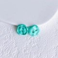 Retro tiffany blue flower alloy button pendant for DIY handmade jewelry accessories - Cyan Button (30# Small)