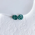 Deep forest green retro metal buckle charms with smooth glaze finish for DIY jewelry - Dark Green Button (34# Small)