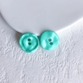 Mint green floral metal button charms for DIY jewelry making in polished alloy finish - Mint Green Button (20# Medium)
