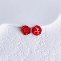 Pair of bright red glazed alloy flower button pendants for DIY jewelry making - Red Button (26# Small)