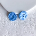 Pair of light blue irregular flower button pendants with glossy enamel finish for DIY - Light Blue Button (23# Medium)