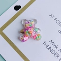 Macro view of transparent resin bear charm with colorful sprinkles for DIY crafts - Vivid Colorful Sprinkles Filling Bear(6#)