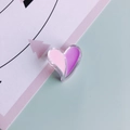 Detail view of heart-shaped acrylic jewelry accessory with pink and purple color block design - Pink and Purple Split Style (KP4920-1#)