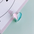 Detail of pink and blue two-tone heart resin charm with transparent acrylic border - Pink and Blue Split Style (KP4920-3#)