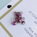 Cartoon bear resin charm with purple and gold glitter filling for DIY crafts - Magenta Gold Silver Metal Sequin Bear(9#)