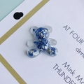 Cartoon resin bear DIY accessory with blue and silver glitter filling for phone cases - Blue Silver Glitter Foil Transparent Bear(10#)