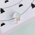 Detail of DIY lollipop resin charm with pink spiral pattern and yellow bowknot decoration - 2#