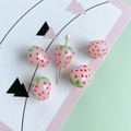 Close-up of pink glass strawberry beads with pre-drilled holes for DIY jewelry making - 2#-Light Pink (Red Dots)