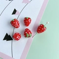 Red strawberry resin beads with white dots and green leaves for DIY jewelry making - 1#-Red (White Dots)