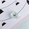 Detalle de dije de estrella de acrílico con cara sonriente y bordes verde menta para DIY - Verde (2#)