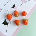 DIY handmade strawberry glass beads in bright orange-red with green leaves for jewelry - 3#-Orange Red (Red Dots)