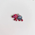 Detail van roze metalen olifant hanger met kleurrijke etnische patronen voor DIY sieraden - Roze Bloemengeometrische Stijl (3#)