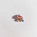 Détail macro d'un pendentif éléphant vintage aux motifs folk colorés pour bijoux DIY - Style imprimé orange violet (5#)