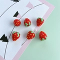 Set mit 6 niedlichen roten Erdbeer-Anhängern für DIY Armbänder und Ohrringe Schmuck - 5#-Leuchtend Rot (Gelbe Punkte)