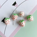 DIY Erdbeerperlen aus weißem Glas mit roten Punkten und grünem Blatt für Schmuck - 6#-Weiß (Rote Punkte)