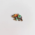 Détails d'un pendentif éléphant en métal coloré avec des motifs floraux mandalas ethniques - Style peint imprimé rouge vert (10#)