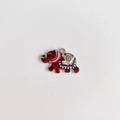 Détail d'un pendentif éléphant rouge en métal avec des motifs floraux colorés - Style imprimé bohème rouge (11#)