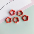 Cuentas de flores de cinco pétalos de resina con textura de mármol rojo café para joyas - Carey Marrón Rojizo (13#)