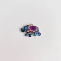 Vue détaillée d'un pendentif éléphant en émail avec motifs ethniques et anneau d'attache - Style floral exotique bleu foncé (15#)