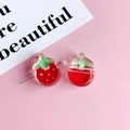 DIY aardbei bedeltje van hars met parel voor het maken van handgemaakte sieraden - Rode Aardbei (KP4968)