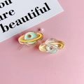 Saturnus DIY-accessoires van acryl in macaron groen en geel met parelspelden - Geel Groene Planeet (KP4968)