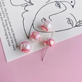DIY pearl white round beads with pink heart smile pattern and Smile text for crafting - Pink Smile Face (2#)