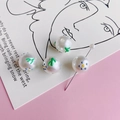 DIY charm bead in cream pearl finish featuring blue and yellow hand-painted floral patterns - Blue and Yellow Flower (7#)