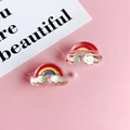 Set van twee kleurrijke regenboog en wolk hars bedeltjes voor haaraccessoires DIY - Regenboogwolk 1 (KP4968)