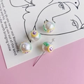 White imitation pearl bead with green Nice text and smile pattern for DIY jewelry - Green Nice Lettering (8#)