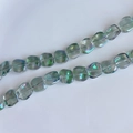 Macro detail of iridescent laser square glass beads for DIY jewelry making with AB coating - Aurora Green-Blue (2#) / Approx 60 Beads/Strand