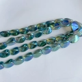 Détail macro de perles ovales en verre aurore AB avec éclat métallique pour bijoux DIY - Fil Aura Bleu Lac(4#)