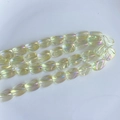 Vue détaillée de perles ovales en cristal de verre avec revêtement AB pour bijoux DIY - Fil AB Nervuré Jaune-Vert Clair(8#)