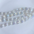 Détail macro de perles ovales en cristal de verre AB irisées pour bijoux DIY - Fil AB Nervuré Melon Transparent(9#)