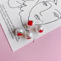 DIY round faux pearl beads with cute red apple patterns for handmade jewelry making - Red Apple Pattern (12#)