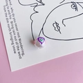 White DIY pearl bead featuring purple heart and green smiley face for jewelry making - Purple Heart Smile (14#)