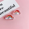 Set van acryl regenboogspelden met imitatieparel voor DIY-haaraccessoires-decor - Macaron Regenboog (KP4968)