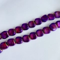 Macro shot of iridescent purple cube glass beads with vibrant laser coating for DIY jewelry - Aurora Purple-Red (11#) / Approx 60 Beads/Strand