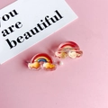 Set van twee kleurrijke regenboog bedeltjes van hars voor DIY-haaraccessoires - Cartoon Regenboog 1 (KP4968)