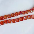 Close-up of iridescent orange square glass beads for DIY jewelry making accessories - Aurora Orange (13#) / Approx 60 Beads/Strand
