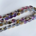 Perles ovales en verre irisé violet et doré pour la création de colliers DIY - Fil AB Dégradé Violet-Or(6#)