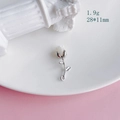 Macro detail of alloy tulip flower pendant with dimensions 28x11mm and 1.9g weight - 2# Silver White Rose (KP5023)