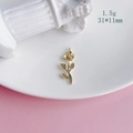 Macro view of golden rose flower pendant with dimensions 31x11mm and 1.5g weight detail - 3# Gold Long Stem Rose (KP5023)