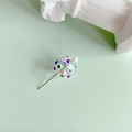 Detailed view of DIY hollow glass bead charm with colorful dots and a white pearl accent - Purple Pink Green Polka Dot Style (1#)