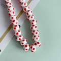 Macro di perle in ceramica bianca a pois rossi per creazione di gioielli fai da te - Pois Rossi (9#)