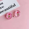 Roze tulp DIY hars sieraad accessoire met parelspeld en ovaal bloemmotief - Roze Tulp (KP4968)