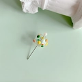 Detailed view of DIY colorful polka dot glass bead pin with white pearl accent - Bright Multicolor Dots (7#-14mm)