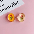 DIY gele en beige hars tulp bedeltjes met parelmoeren pins voor sieraden maken - Gele Tulp (KP4968)