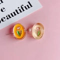 DIY acrylhars bedeltjes met tulpenbloem patroon in oranje en beige kleuren - Oranjegele Tulp (KP4968)