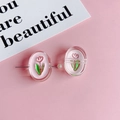 Roze tulpenharsbedels met bloemenreliëf en parelspeld voor DIY haaraccessoires - Roze Groene Tulp (KP4968)