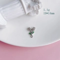 Ciondolo a forma di tulipano con zirconi bianchi e smalto verde in finitura argento - 6# Argento Strass Doppio Tulipano (KP5023)